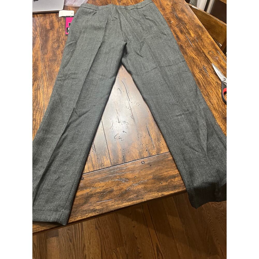 Sandro Paris Slim Leg Pants Herringbone Gray Control Top Stretch Trousers Size 8